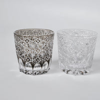 Edo Kiriko Whisky Glass Rock Glass "Large Chrysanthemum" Black by Junichi Nabetani, Master of traditional crafts