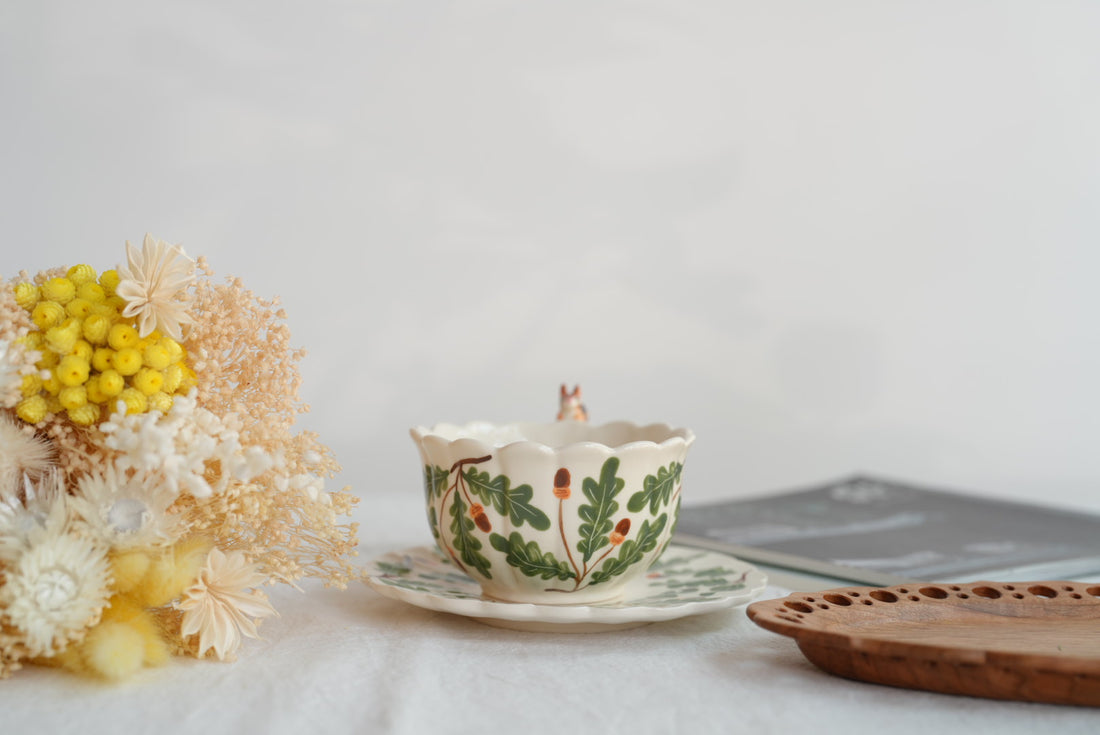 Sugar Poppo Mug with Saucer - Pinecone SP16