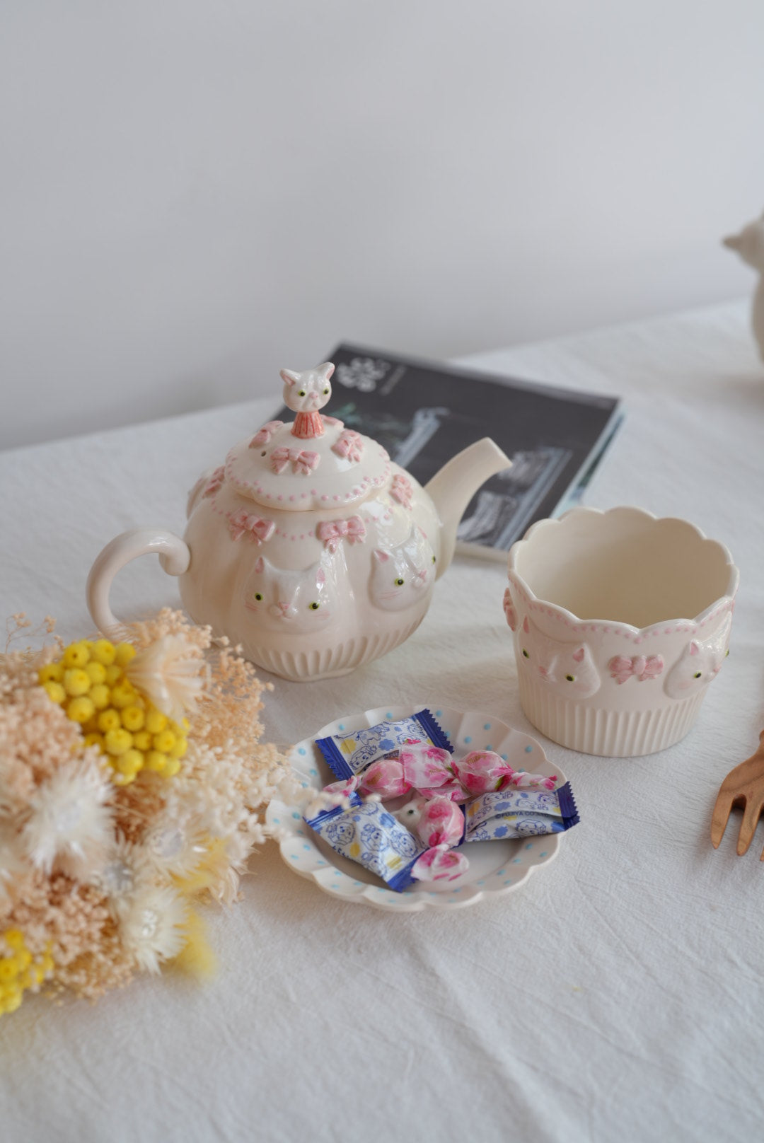 Sugar Poppo Dot Plate - White Cat SP28