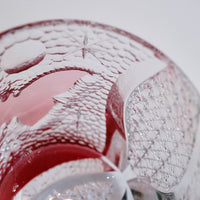 Edo Kiriko Whisky Glass Rock Glass "Butterfly" Green/Red by Junichi Nabetani, Master of traditional crafts