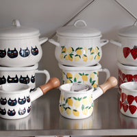 Plune Enamel Two-Handed Pot - Cat