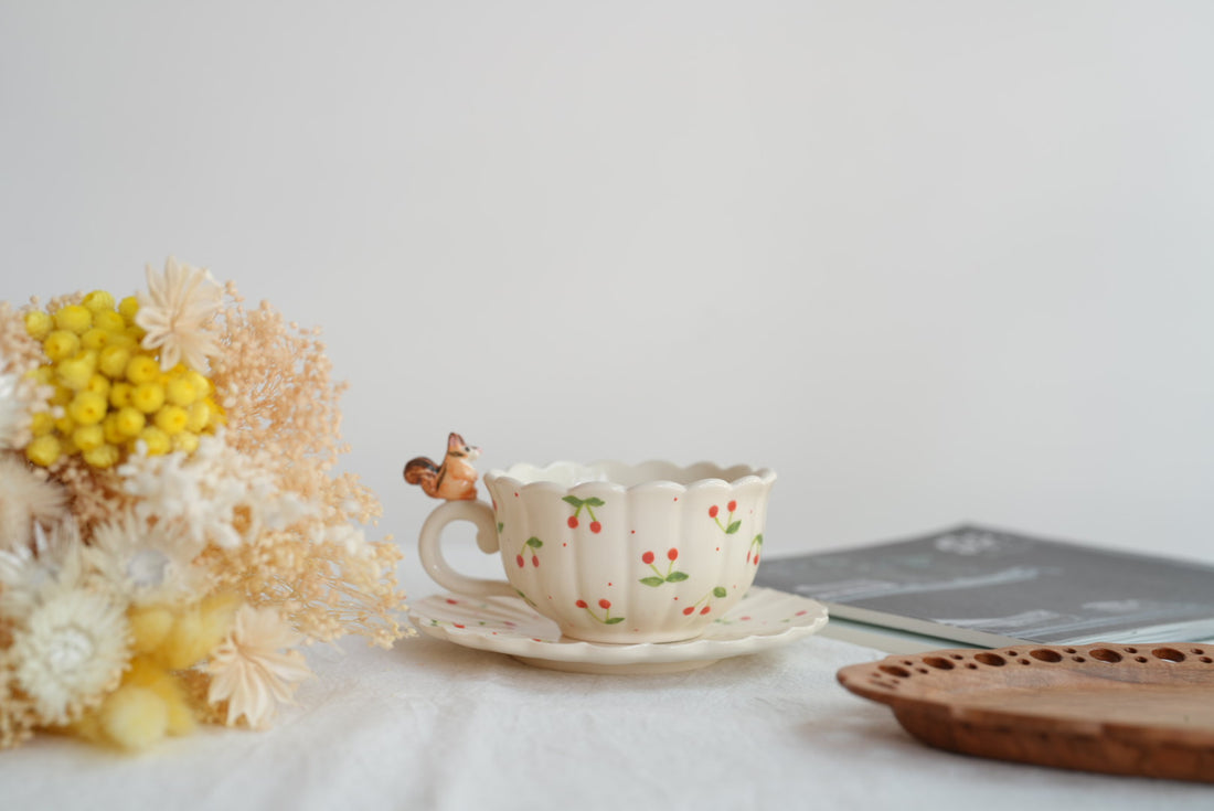 Sugar Poppo Mug with Saucer - Cherry SP18