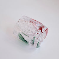 Edo Kiriko Whisky Glass Rock Glass "Butterfly" Green/Red by Junichi Nabetani, Master of traditional crafts