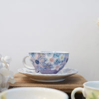 Seto Ware Flower Coffee Cup With Saucer