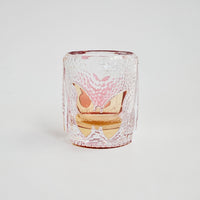 Edo Kiriko Whisky Glass Rock Glass "Butterfly" Yellow/Red by Junichi Nabetani, Master of traditional crafts