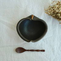Hirokazu Furutani 古谷浩一 - Dark Brown Apple Shaped 14cm Bowl HF06