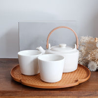 SALIU SYO Teapot Set 420ml - 3 Piece Gift Set (Teapot, Tea Cup) White