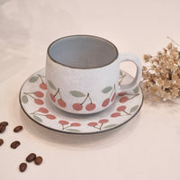 Kei Mitsumochi ミツ持啓 Cherry Mug with Saucer - Red  KM13