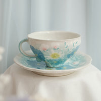 Seto Ware Flower Coffee Cup With Saucer