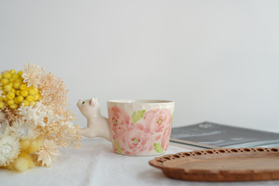 Sugar Poppo Straight Mug - Rose (Cat Handle) SP30