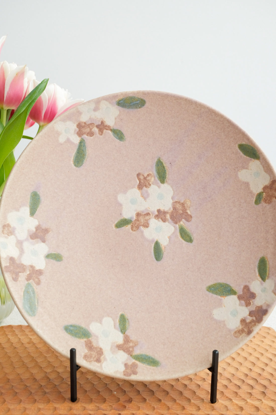 Makiko Okizawa 冲澤真纪子- 24cm Pink Flower Plate MA07