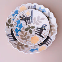 Natsumi Iino 飯野夏實 Medium Plate - Fish and Cat NI013