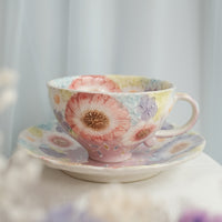 Seto Ware Flower Coffee Cup With Saucer