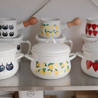 Plune Enamel Two-Handed Pot - Cat