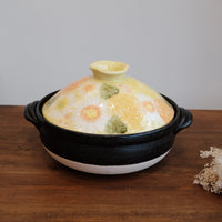 Setoware Flower Donabe Claypot - Yellow