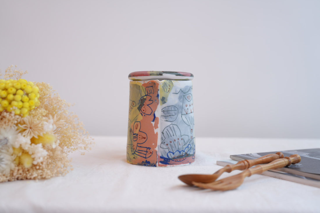 Hamasaka Naoko 浜坂尚子  Hand Painted Jug with Lid - HN12 #1