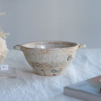 Akemi Suzuki 鈴木明美 - White Wall Double Handled Bowl AS09