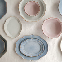 Norio Nakabayashi 中林範夫 Floral Shaped Deep Plate - Blue NN04