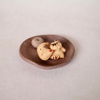 Japanese Clay Animals Incense Holder - Cat Collection