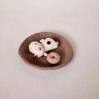 Japanese Clay Animals Incense Holder - Cat Collection