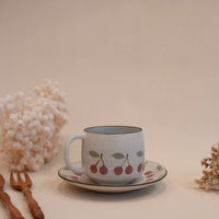 Kei Mitsumochi ミツ持啓 Cherry Mug with Saucer - Red  KM13