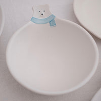 Mashiko Pottery Yoshizawa Polar Bear with Scarf Bowl