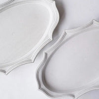 Mashiko Pottery Yoshizawa White Flower Shaped Long Plate