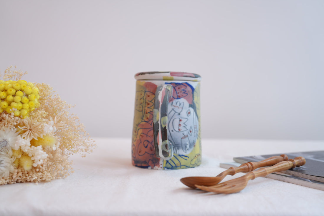 Hamasaka Naoko 浜坂尚子  Hand Painted Jug with Lid - HN12 #1