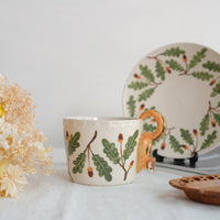 Sugar Poppo Straight Mug with Saucer - Pinecone SP19