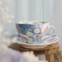 Seto Ware Flower Coffee Cup With Saucer