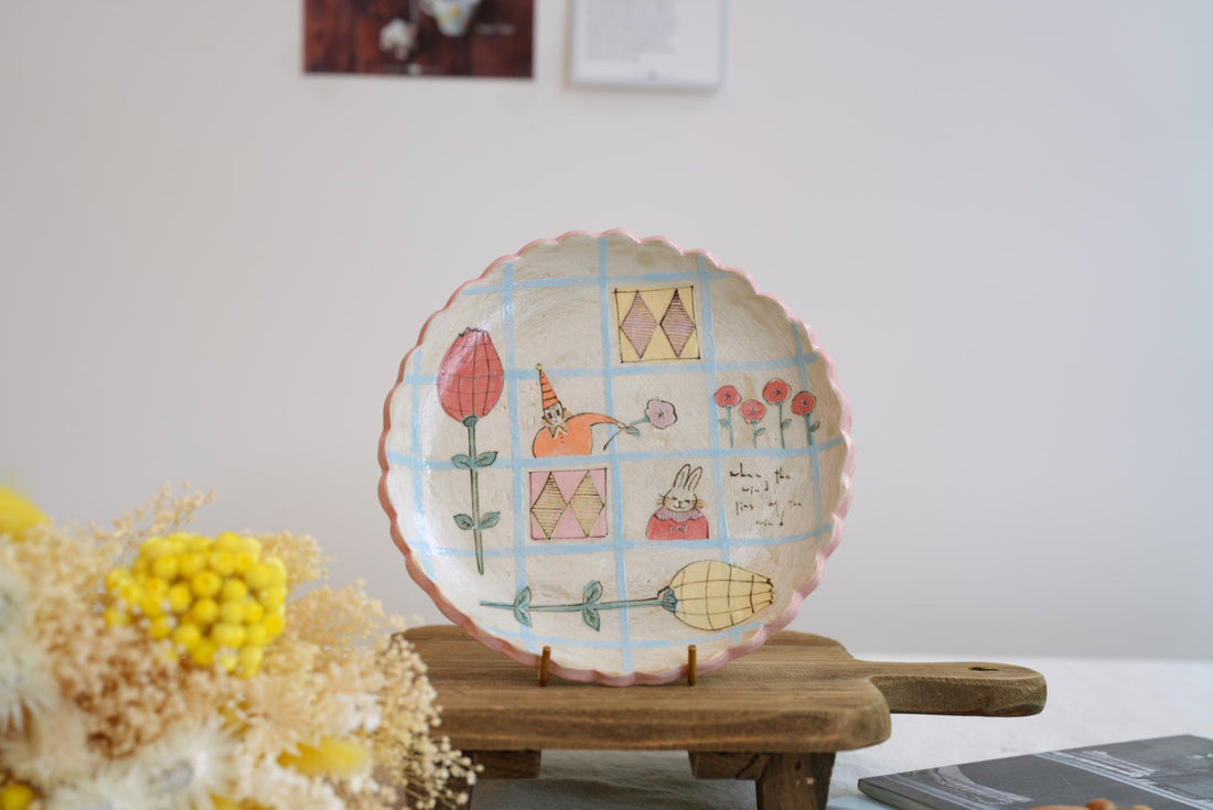 Cozy Nook - Checkered Pattern Fluted Round Plate- CN14 #1