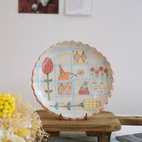 Cozy Nook - Checkered Pattern Fluted Round Plate- CN14 #1