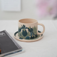 Shirogarasu Studio Blue Iris Mug with Saucer