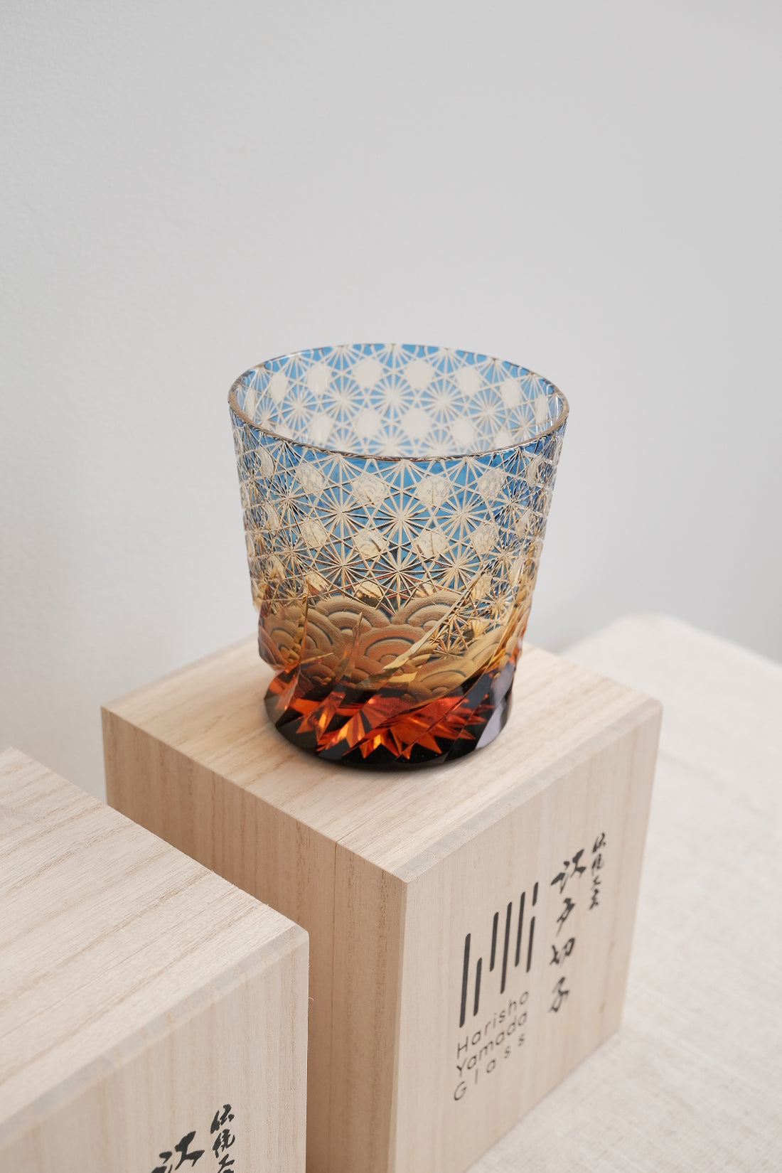 Harisho Yamada Glass - 漣-sazanami Whiskey Crystal Glass - Blue