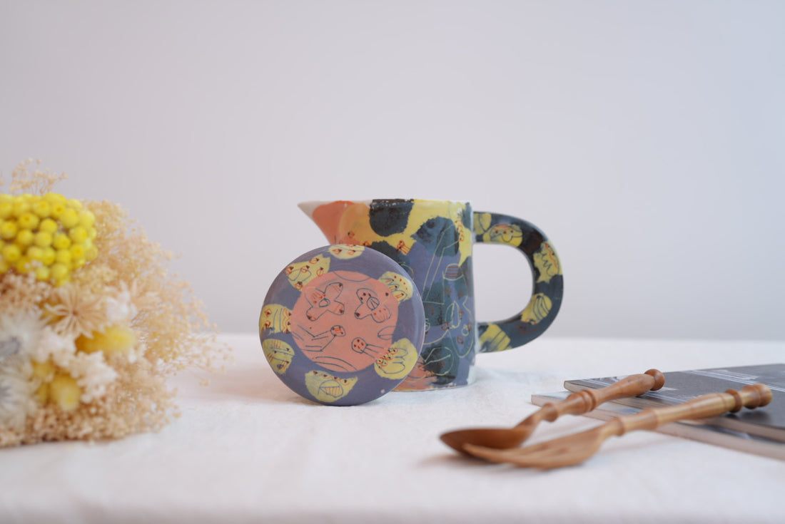 Hamasaka Naoko 浜坂尚子  Hand Painted Jug with Lid - HN12 #2