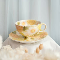 Seto Ware Flower Coffee Cup With Saucer