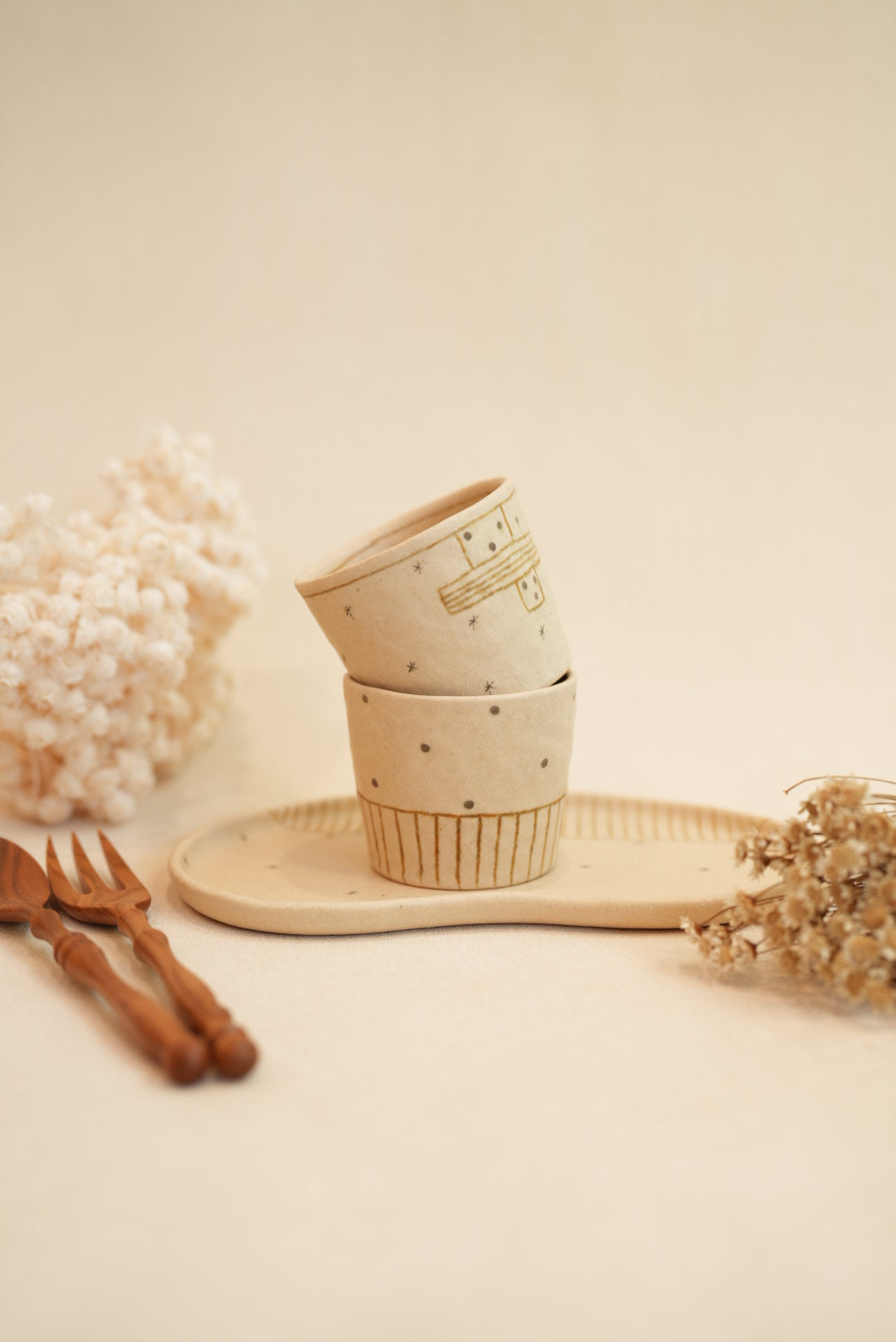 Chiho Yoshida 穗屋工房 Straight Cup -Line & Dots CY21