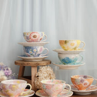 Seto Ware Flower Coffee Cup With Saucer
