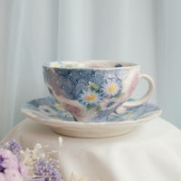 Seto Ware Flower Coffee Cup With Saucer