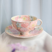 Seto Ware Flower Coffee Cup With Saucer