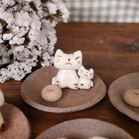 Japanese Clay Animals Incense Holder - Cat Collection