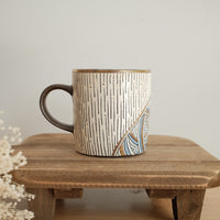 Cool Banana Black Pottery with Gold Detailing Mug - Lined Pattern