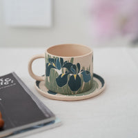 Shirogarasu Studio Blue Iris Mug with Saucer
