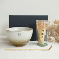 Hasami ware Japanese Matcha Bowl & Matcha Whisk Set of 3