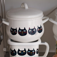 Plune Enamel Two-Handed Pot - Cat