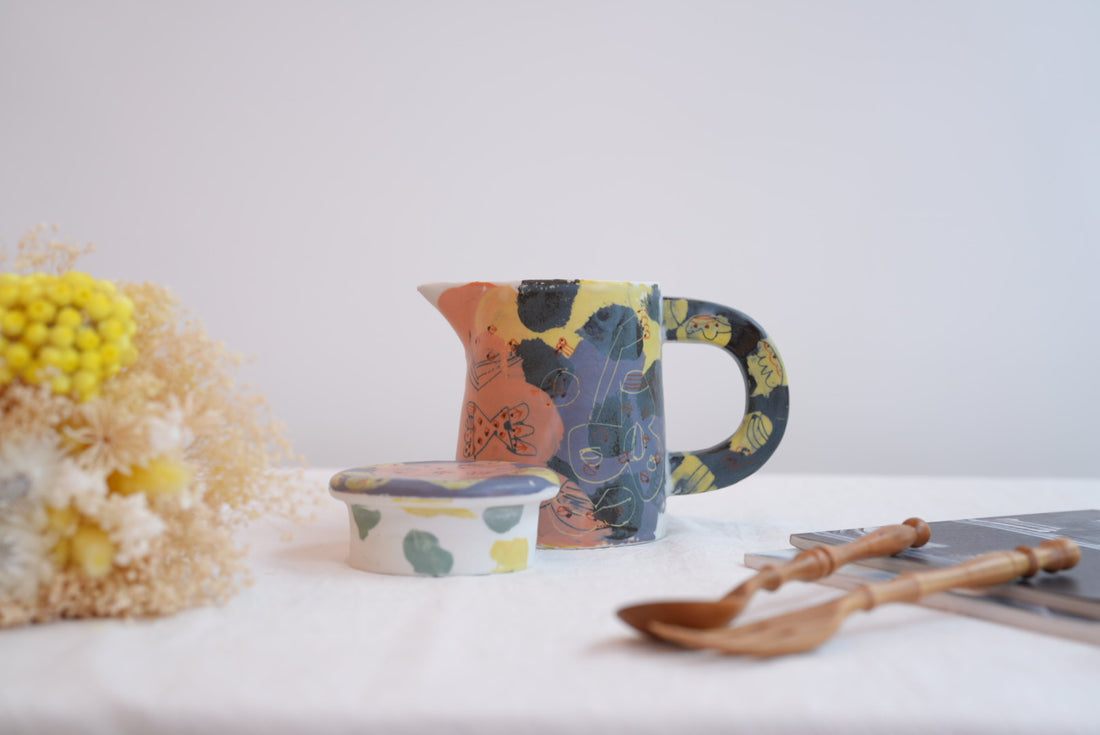 Hamasaka Naoko 浜坂尚子  Hand Painted Jug with Lid - HN12 #2