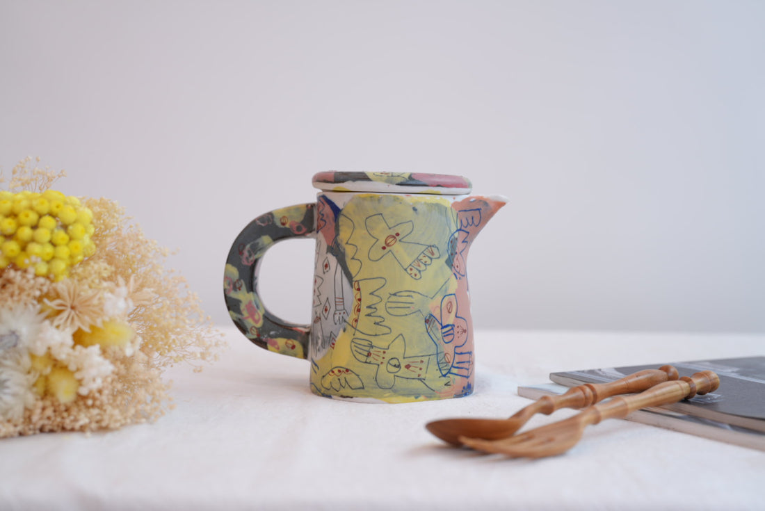 Hamasaka Naoko 浜坂尚子  Hand Painted Jug with Lid - HN12 #1