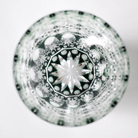 Edo Kiriko Whisky Glass Rock Glass "Large Chrysanthemum" Green by Junichi Nabetani, Master of traditional crafts
