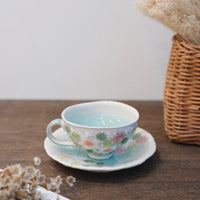 Seto Ware Flower Coffee Cup With Saucer