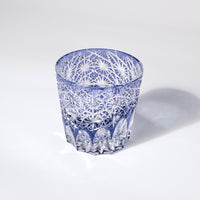 Edo Kiriko Whisky Glass Rock Glass "Large Chrysanthemum" Purple by Junichi Nabetani, Master of traditional crafts